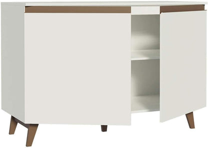 MADESA Coffee Table Sideboard with 2 Doors for Kitchen, Wood - 120 W x 83 H x 52 D Cm - White