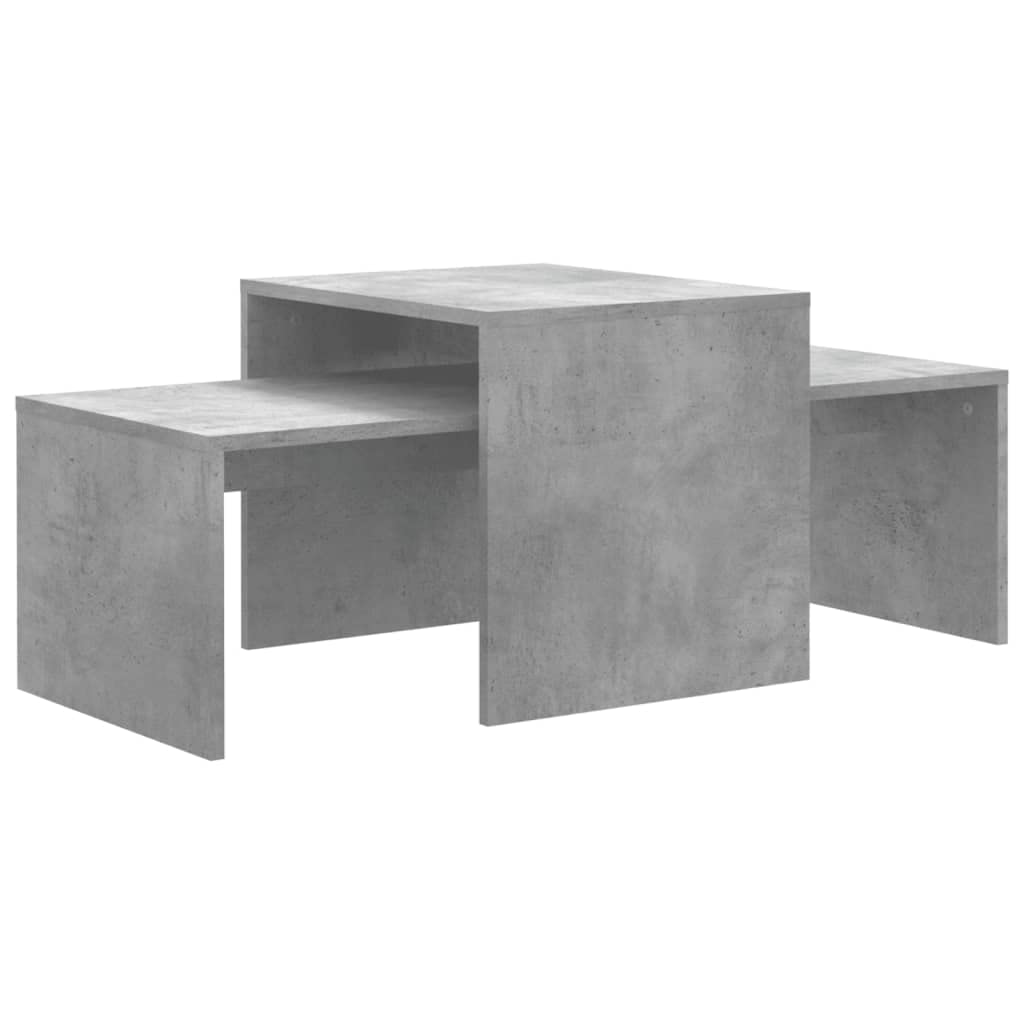 vidaXL Coffee Table Set Home Interior Living Room Furniture Accent Side Tea Couch Sofa Laptop Nesting Stand Concrete Grey Engineered Wood