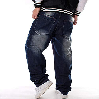 LUOBANIU Men's Vintage Hip Hop Style Baggy Jeans Denim Loose Fit Dance Skateboard Pants