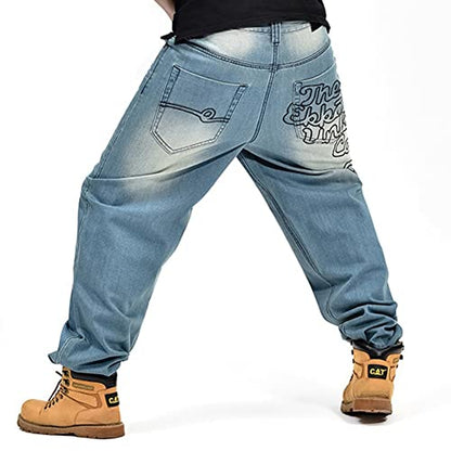 LUOBANIU Men's Vintage Hip Hop Style Baggy Jeans Denim Loose Fit Dance Skateboard Pants