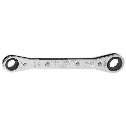 Klein Tools 68206 Ratcheting Box Wrench 13/16-Inch x 7/8-Inch with Reverse Racheting and Chrome Plated Finish