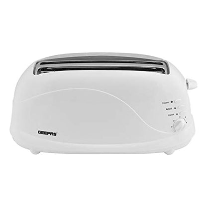 Geepas 1100W 4 Slices Bread Toaster - Crumb Tray, Cord Storage, 7 Settings with Cancel, Defrost & Reheat Function |Removable crumb tray |2 years' warranty