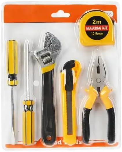 Tool Set, Hand Tool Kit, DIY Tools for Home and Office, Professional Tools, Automobiles, Hand Tools for Various tasks (Pack of 5 - Screwdriver, Utility Knife, Tape Measure, Adjustable Wrench, Pliers)