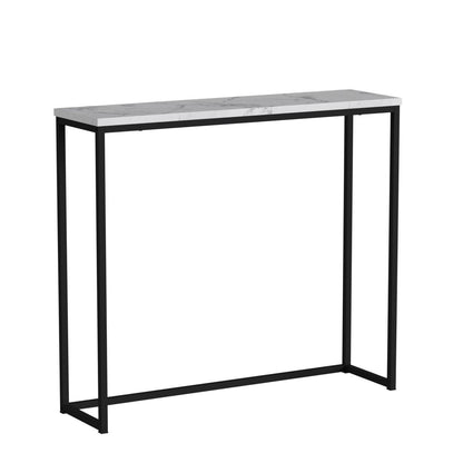 Tilly Lin Modern Accent Faux Marble Console Table, Black Metal Frame, for Hallway Entryway Living Room, Entrance Hall Furniture, Carrara…