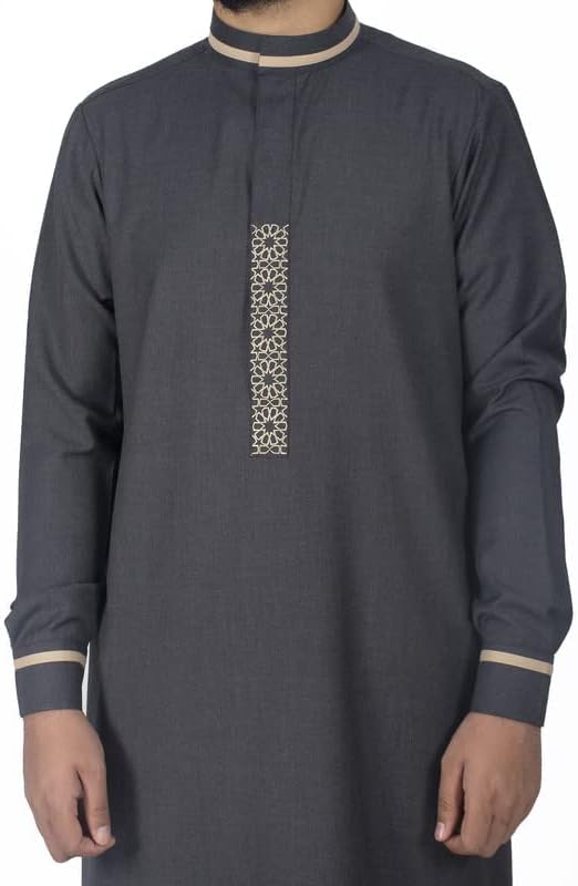 Deen Charcoal Thobe for Men | Mens Islamic Clothing - Jubba | Kandroa