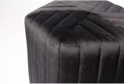 Wooden Twist Lucid Hexagonal Shape Solid Wood Pouf Ottoman Stool (Black)