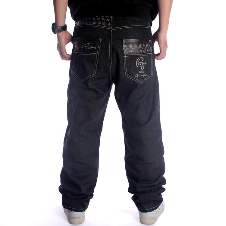 LUOBANIU Men's Vintage Hip Hop Style Baggy Jeans Denim Loose Fit Dance Skateboard Pants