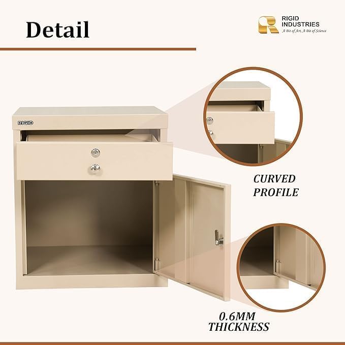 RIGID Steel Vertical Pedestal File Cabinet with 2 Drawers Storage Organizer for Bedroom, Living room, Home and Office