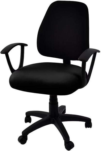 SARAFLORA Polyester Solid Stretch Washable Computer Chair Slipcovers for Universal Rotating for Boss, Office Chair (Large, Black)