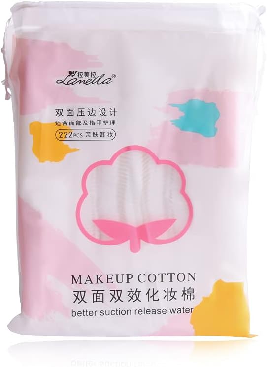 Premium 3 Layered Absorbent Cotton Pads| Natural Makeup, Facial and Nails Cotton Cleansing Pads Square (222 Count)