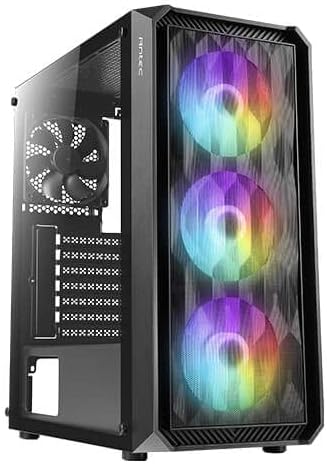 Antec NX Series NX292 Mid-Tower E-ATX Gaming Case, 3 x 120mm RGB fans & 1 x 120mm Fan Included, Tempered Glass Side Panel, 360mm Radiator Support, RGB Gaming Cabinet - Black - CaveHubs