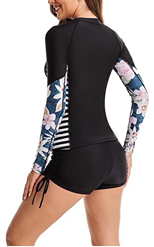 CCAKXCJJ Womens Two Piece Rash Guard Long Sleeve Swimsuit UV UPF 50+ Zipper Athletic Swimwear Sports Surfing Bathing Suit