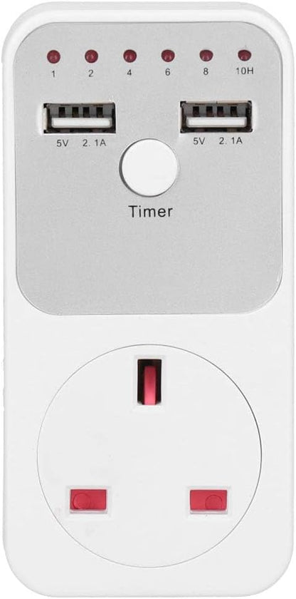 Countdown Timer Socket, USB Smart Digital Countdown Timer Socket, Programmable Switch Timer, Automatic Timer Switch, for Home Appliances, Computer Phone Charger (UK Plug)