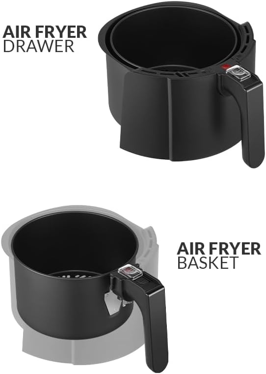 evvoli Air Fryer 4 Litres with Timer Temperature Adjustable Control and 8 Preset Programs 1500W, EVKA-AF4001BS Black