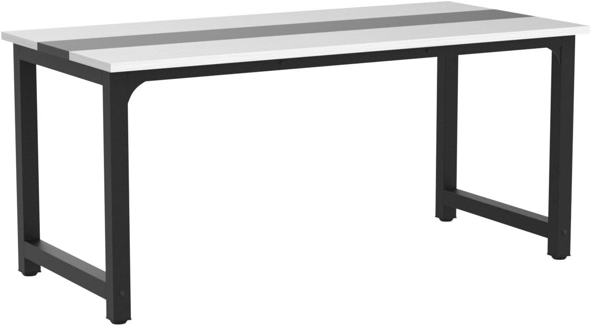 Tribesigns Computer Desk, Large Office Desk Computer Table Study Writing Desk for Home Office, Walnut + Black Leg, 63 X 23.6 inch