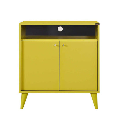 Adore Furniture London 2 Doors Decorative Multi-Purpose Cabinet, 73 cm Width x 79 cm Height x 42 cm Depth, Yellow