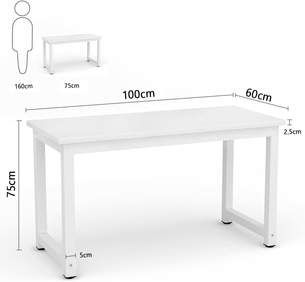 Mahmayi Renewed Modern Stylish Workstation Computer Desk for Home, Office, Living Room - Study Table - Office Furniture - 120 x 60CM - White