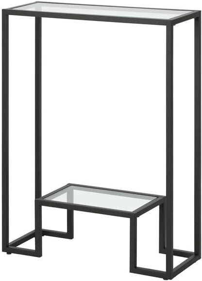 LINGWEI Modern Console Table with Glass Shelves & 1.3cm Thick Metal Frame - Pre-Assembled 3-Tier Entryway Table for Living Room, Hallway, or Sofa Side (Style-3)