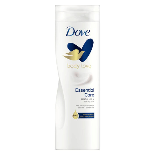 Dove Body Love Body Milk Lotion, for dry skin, Essential Care, for long lasting smooth and radiant skin, 400ml pack may vary