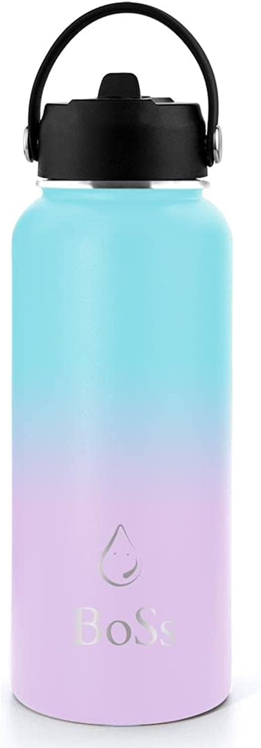 Boss Insulated Stainless Steel Water Bottle, Vacuum Insulated Water Bottle, Double Walled Bottle, Vacuum Bottle For Gym, to keep Water Hot and Cold, (Sky Blue - Pink)