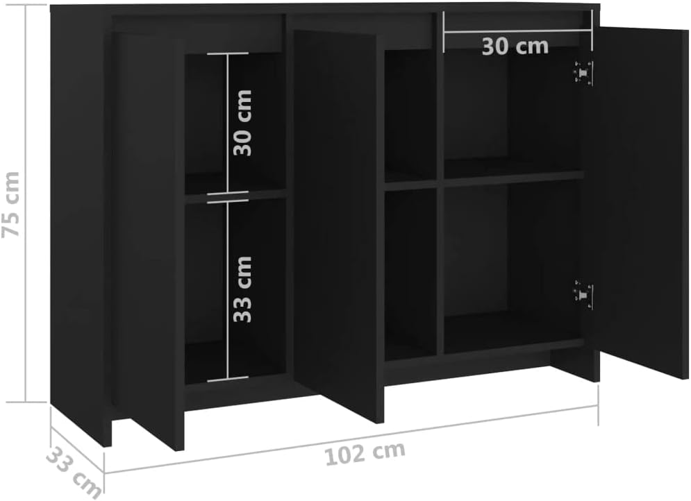 vidaXL Sideboard Home Living Room Bedroom Hallway Furniture Modern Decor Storage Side Cabinet Oragniser Buffet Cupboard Black Engineered Wood