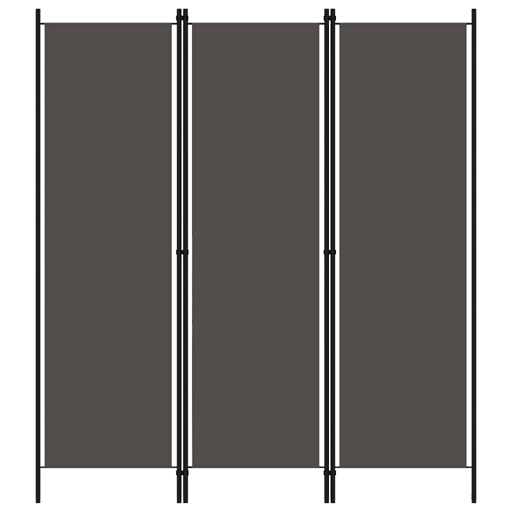 vidaXL 3-Panel Room Divider Folding Panel Screen Movable Partition Privacy Separator Wall Furniture Indoor Bedroom Office Black 150x180 cm