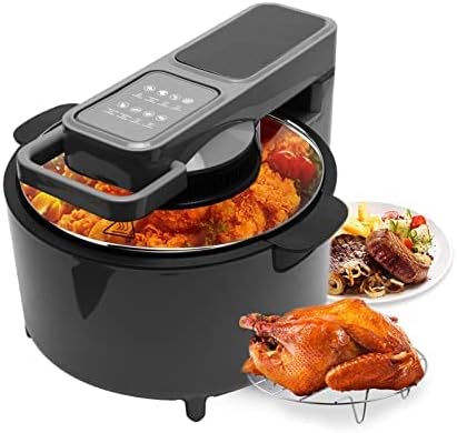 8 Liter Air Fryer Timer & Temperature Controls,8 Touch Screen Preset with Digital LCD Touch Screen，with Glass Lid, Dishwasher Safe and Non-stick Basket, Oil-Less Healthy Cooker (Grey-D)