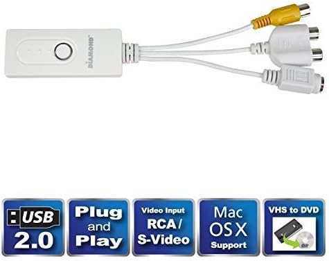 Diamond Multimedia Diamond Vc500 Usb 2.0 One Touch Vhs To Dvd Video Capture Device With Easy To Use Software, Convert, Edit And Save To Digital Files For Win7, Win8 And Win10, One Size