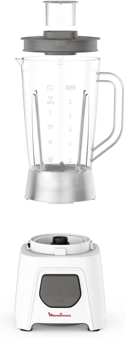 MOULINEX Blender | BlendForce XXL Jar 2.8 L Blender Smoothie Maker | Mixer | 600 W | 2 Attachments | 2.8L XXL Plastic Jar| 6 Powelix Blades | Ice Crush | 2 Speeds | 2 Years Warranty | LM458127