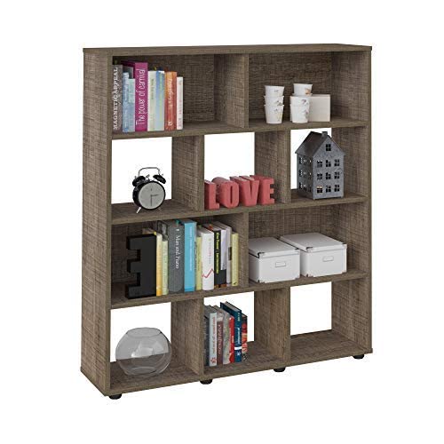 Artely MDF/MDP Book Shelf, Bookcase, Cabinet, Bookrack, Many Shelves, Ideal for Living Room, Bedroom, Office, Book Room, Rustic Brown, W 91 cm x D 25 cm x H 109 cm, DIY Assembly, 7899307514197