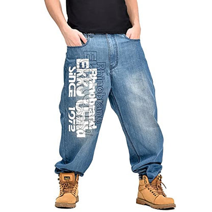 LUOBANIU Men's Vintage Hip Hop Style Baggy Jeans Denim Loose Fit Dance Skateboard Pants