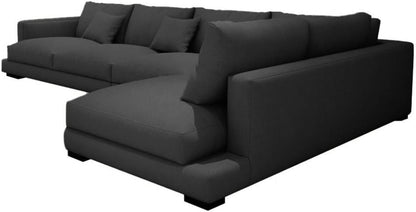 Uzman Home Velvet Voyage 5 Seater Sofa Modern Design Sectional Sofa For Living Room With Free Installation Color (Black)