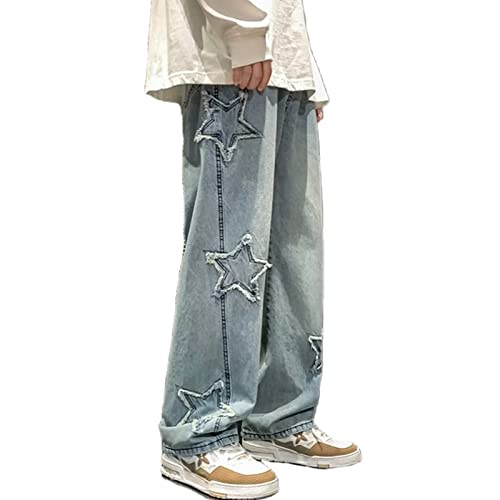 FantasyGears Y2k Jeans Men Grunge Hip Hop Baggy Pants Straight Leg Graphic Denim Joggers Loose Goth Trousers Streetwear