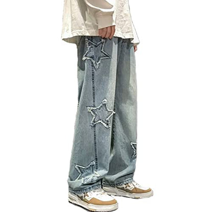 FantasyGears Y2k Jeans Men Grunge Hip Hop Baggy Pants Straight Leg Graphic Denim Joggers Loose Goth Trousers Streetwear