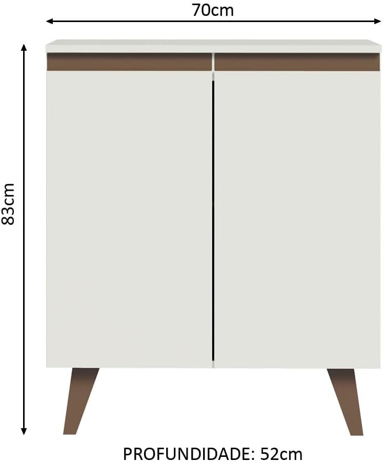 MADESA Coffee Table Sideboard with 2 Doors for Kitchen, Wood, 70 W x 83 H x 52 D Cm - White