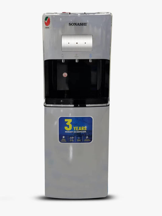 Sonashi SWD-56 Free Standing Water Dispenser w/Stainless Steel Tank, Asbeila Compressor, LED Light Indicators, Hot, Cold & Normal Water | Water Cooler | Home Appliance