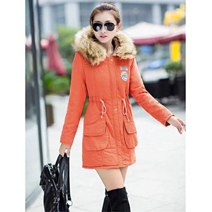 Yudesundo Down Padded Jackets for Women - Parka Winter Wear Overcoat Warm Waist Slim Fit Full Zipped Casual Faux Fur Lined Long Jackets