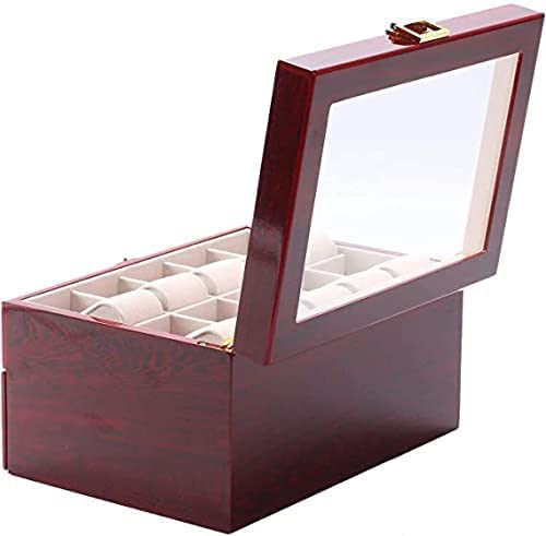 Homarket Wood Watch Box 20 Slots Glass Top Mens Watch Display Case Watch Box Organizer For Men Women Jewelry Storage Case With 20 Removable Soft Cushions Collection Boxes