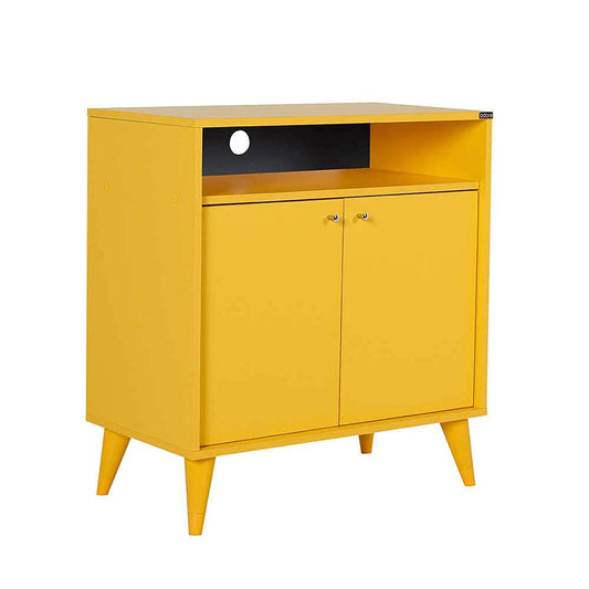 Adore Furniture London 2 Doors Decorative Multi-Purpose Cabinet, 73 cm Width x 79 cm Height x 42 cm Depth, Yellow