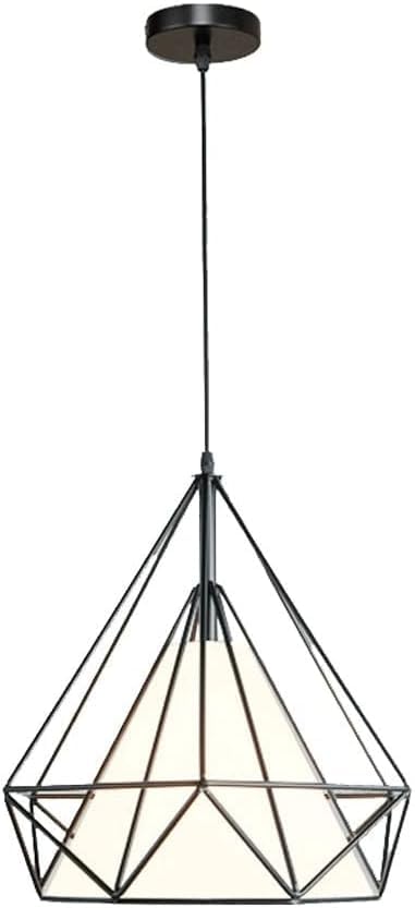 HUA QIANG WANG 1-Light Industrial Pendant Light Fixture Modern Black Farmhouse Hanging Lamp Adjustable Height Diamond Shape Ceiling Light for Kitchen Island Dining Room Living Room Bedroom (250mm)