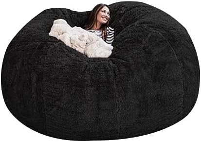 EKWQ Bean Bag,Big Huge Giant Bean Bag Chair for Adults, (No Filler) Bean Bag Chair for Adults Kids Comfy Fluffy Giant Round Beanbag Lazy Sofa Cover- Machine Washable Covers, Double Stitched Seams