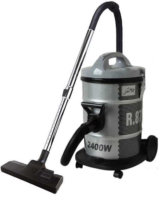 2400W Drum Vacuum Cleaner with 21 Liter Dust Capacity | Strong and Durable Iron Tank, Easy Parking Nozzle, Easy Mobility with 4 Rotated Wheels, Silver