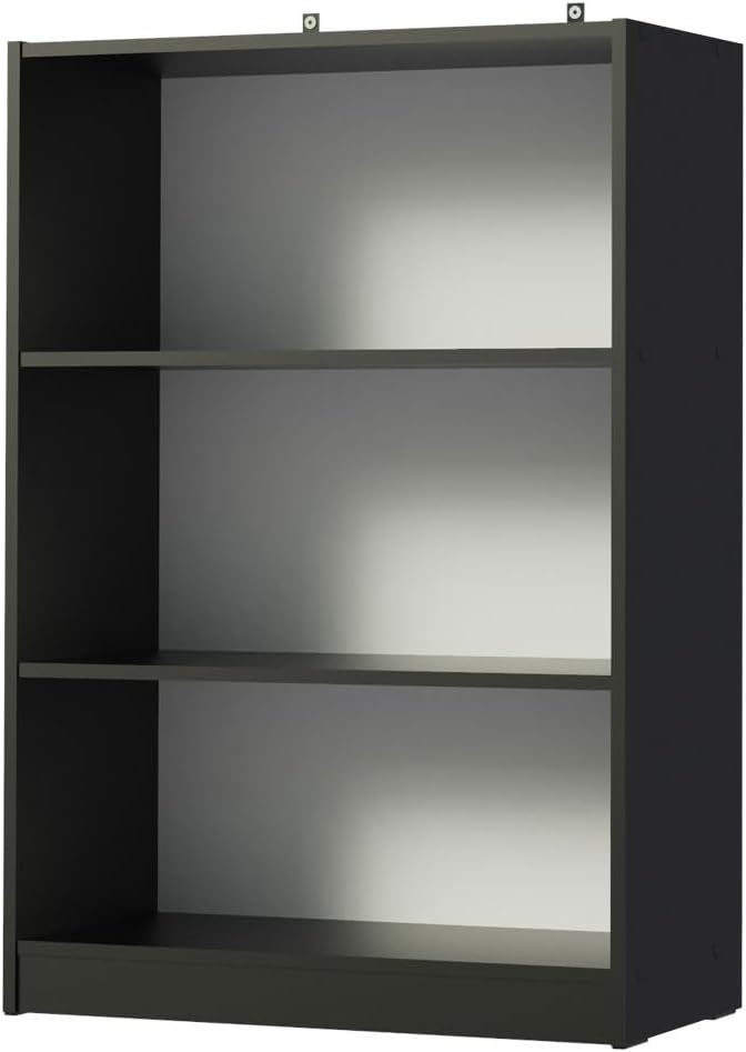 MADESA 3 Shelf Bookcase with Storage Space, Free Standing Bookshelf, Wood, 71 W x 102 H x 30 D Cm - Black