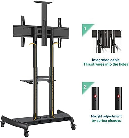 NB North Bayou Mobile TV Cart TV Stand with Wheels for 55" - 80" Inch LCD LED OLED Plasma Flat Panel Screens up to 200lbs AVA1800-70-1P (Black)