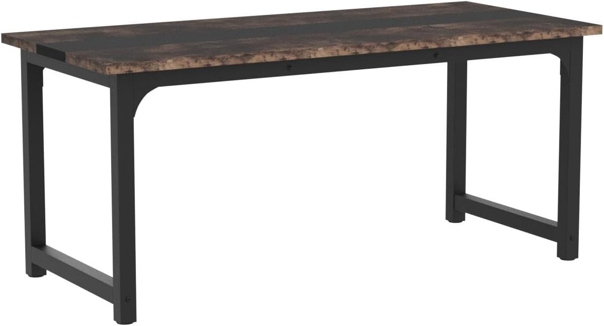 Tribesigns Computer Desk, Large Office Desk Computer Table Study Writing Desk for Home Office, Walnut + Black Leg, 63 X 23.6 inch