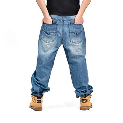 LUOBANIU Men's Vintage Hip Hop Style Baggy Jeans Denim Loose Fit Dance Skateboard Pants