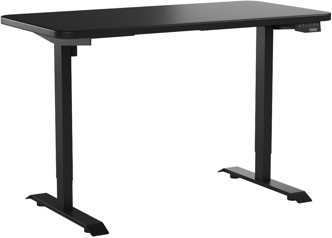 Flexispot EN1 Height Adjustable Standing Desk with Memory Height Adjustable Whole-Piece Desk Top (55x28, Black Frame + White Top)