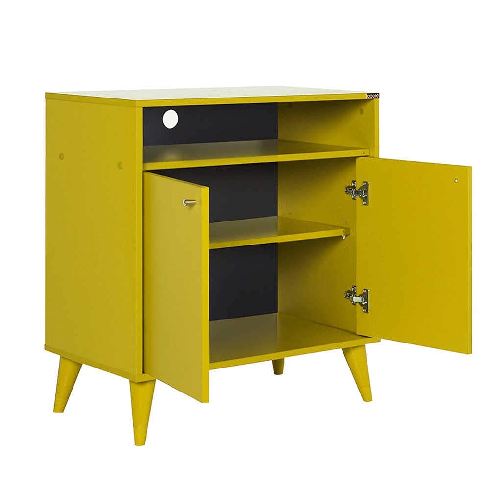 Adore Furniture London 2 Doors Decorative Multi-Purpose Cabinet, 73 cm Width x 79 cm Height x 42 cm Depth, Yellow