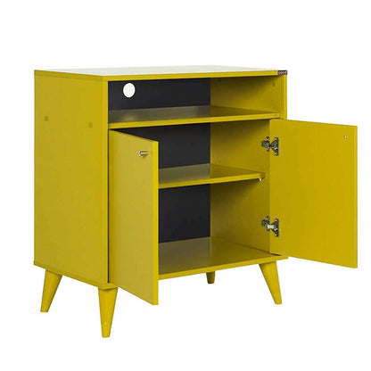 Adore Furniture London 2 Doors Decorative Multi-Purpose Cabinet, 73 cm Width x 79 cm Height x 42 cm Depth, Yellow