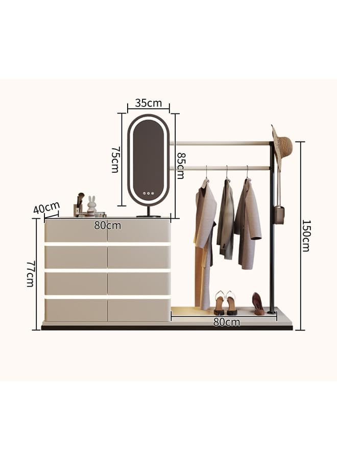 NKX Dressing Table with Clothing Rack & LED Mirror & Drawers